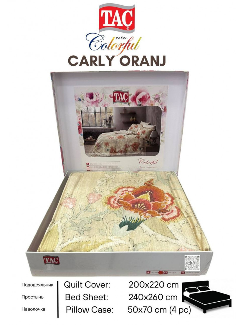 Tac Saten Colorful Carly oranj | Постельное белье сатин-Digital